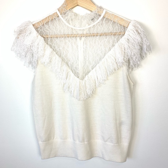 Alice + Olivia Sweaters - Alice Olivia sheer lace top sweater FLAW